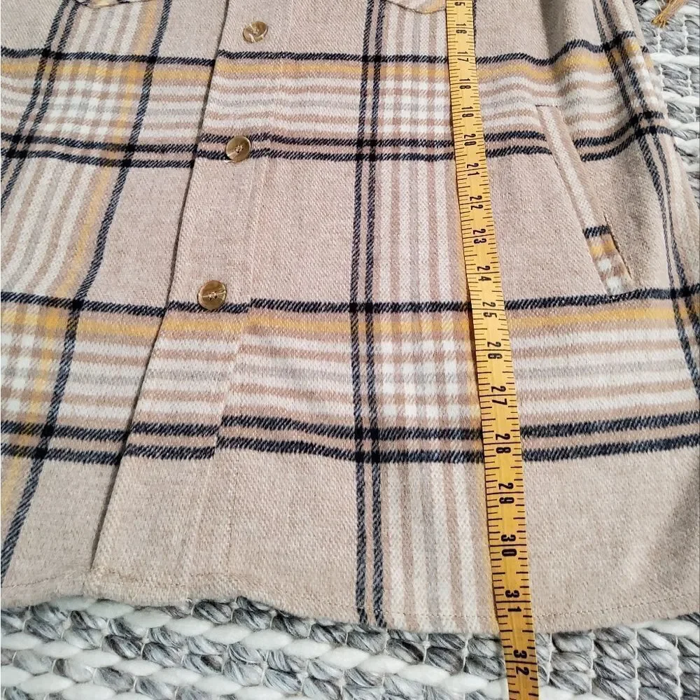 FORE Plaid Fringe Long Line Jacket Size S